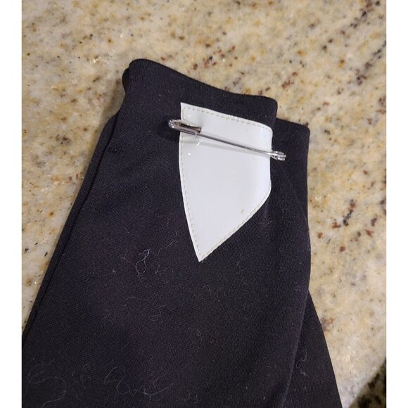 Vintage One Size Black White Patent Leather GoGo Girl 8" Gloves Safety Pin - Picture 4 of 16